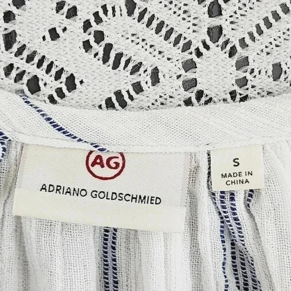 Ag Adriano Goldschmied Striped short sleeve crewneck slit blouse S - Picture 5 of 7